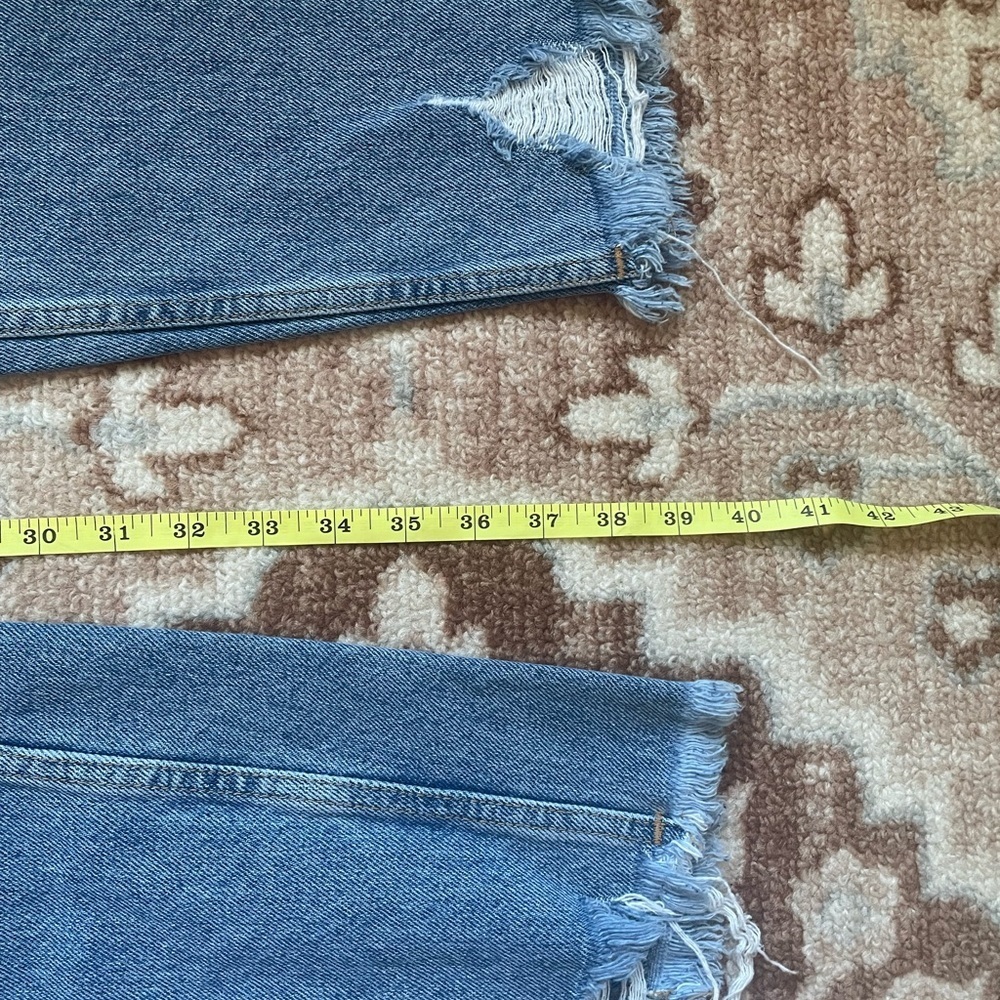Zara Blue Distressed Straight Leg Jeans - Picture 4 of 7
